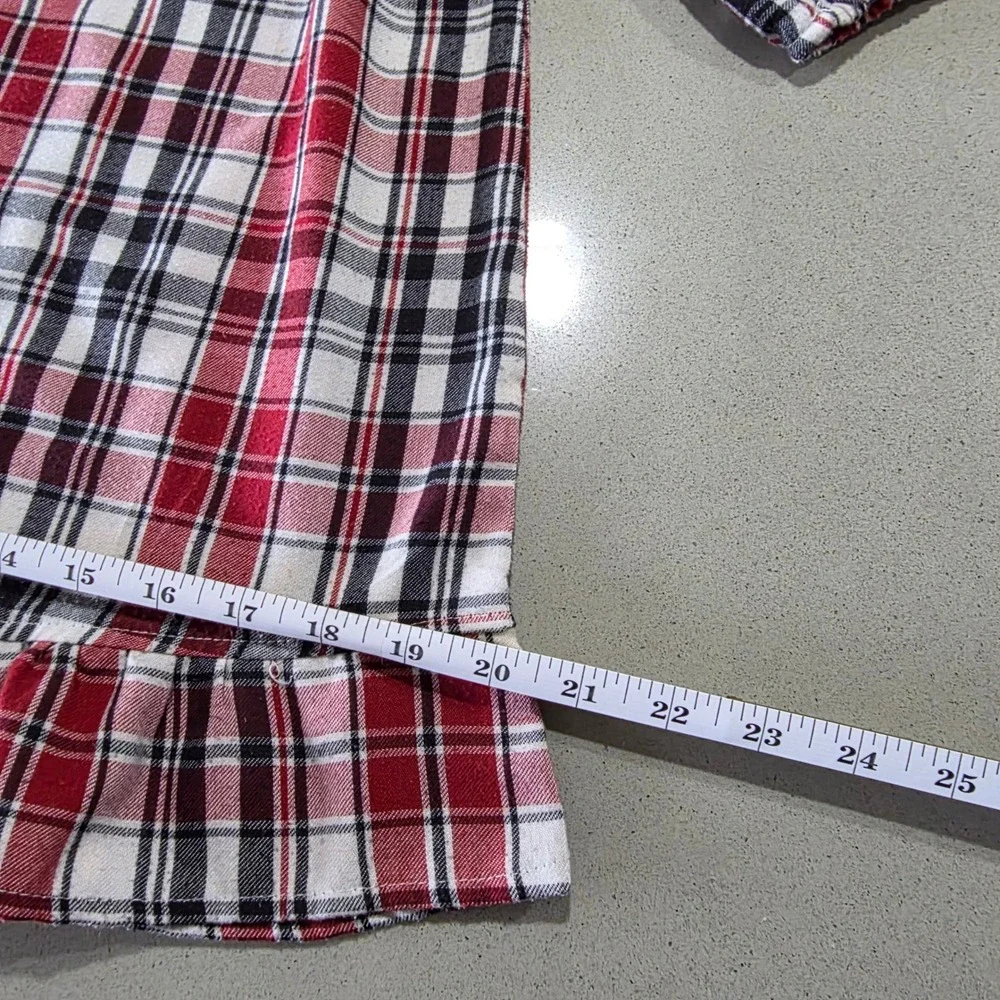 Disney‎ Kids Red Plaid Mickey Mouse Nightgown Collar Ruffle Hem Size 5/6 - Picture 3 of 9